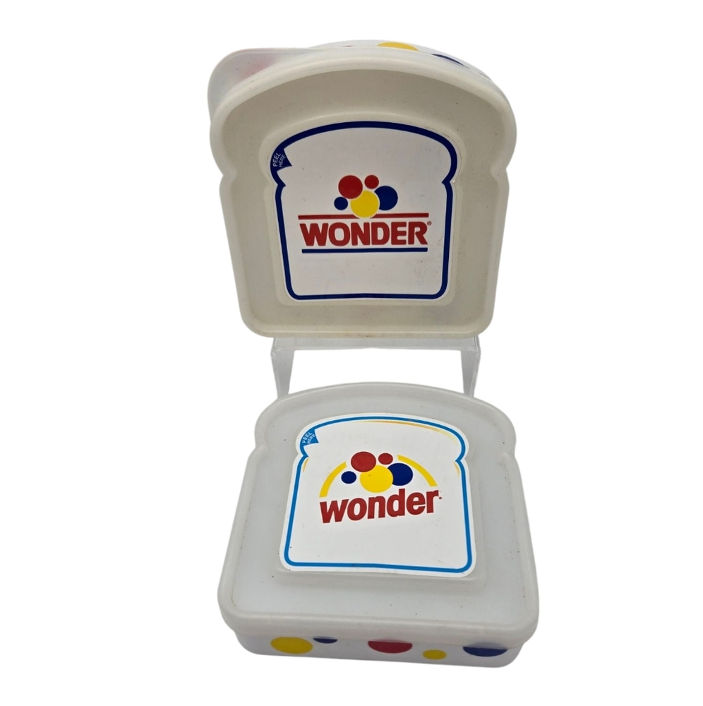 Vintage Wonder Bread Sandwich Keeper Container Plastic Snap Top